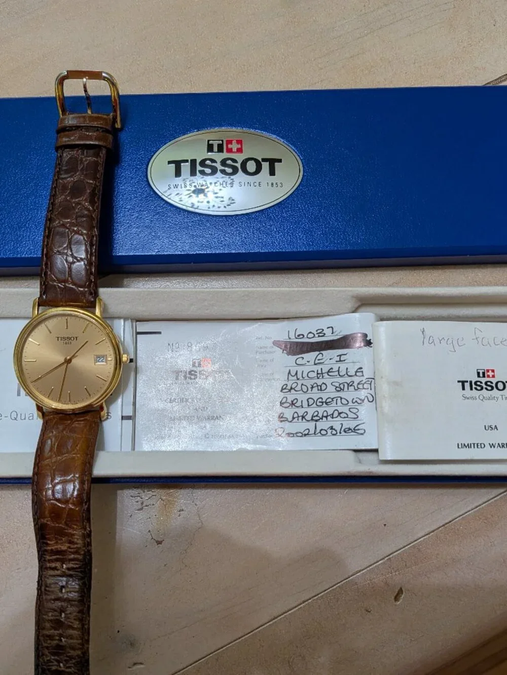 Tissot 1853 Swiss Quartz Gold Tone Dress Watch w/ Box and Paperwork